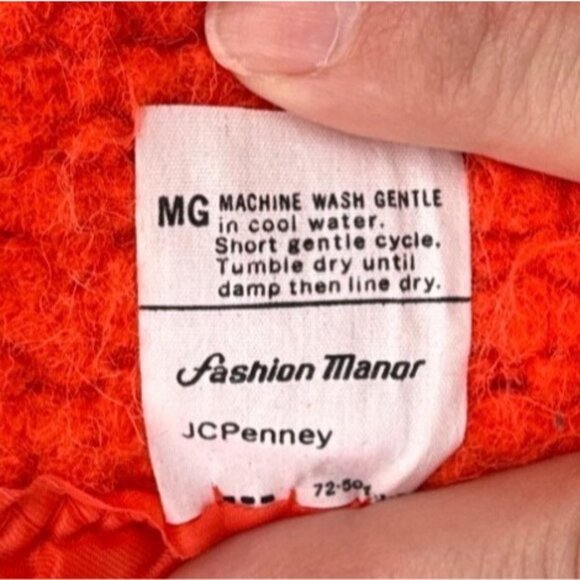 Vntg JCPenney orange Satin Border Woven Fabric Blanket Movie/Play Prop Pet Mat - Picture 5 of 13